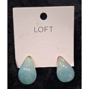 Teardrop Blue Resin & Gold-Tone Stud Earrings By Loft